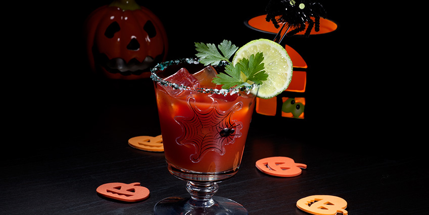 turn your kitchen into a halloween inspired bar