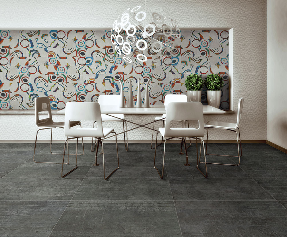 Dining room cement tiles