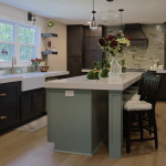 Earth-toned kitchen remodel in Maryland with warm lighting and cozy ambiance